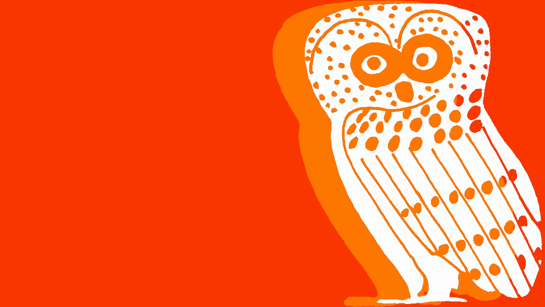 White owl on orange background