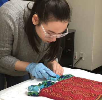 Student working on textile
