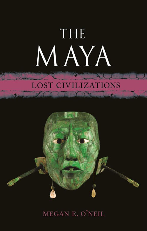Book cover for Megan O'Neil's "The Maya" featuring a bright green mask 