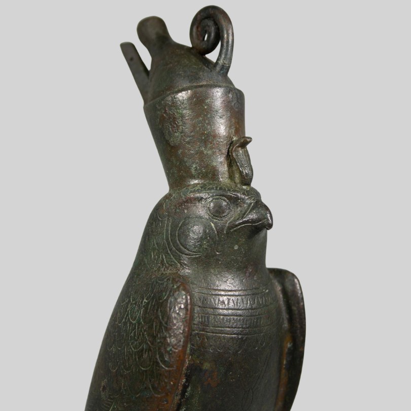 "Standing Bird" sculpture from the Senusret Collection showing profile of bird and double crown