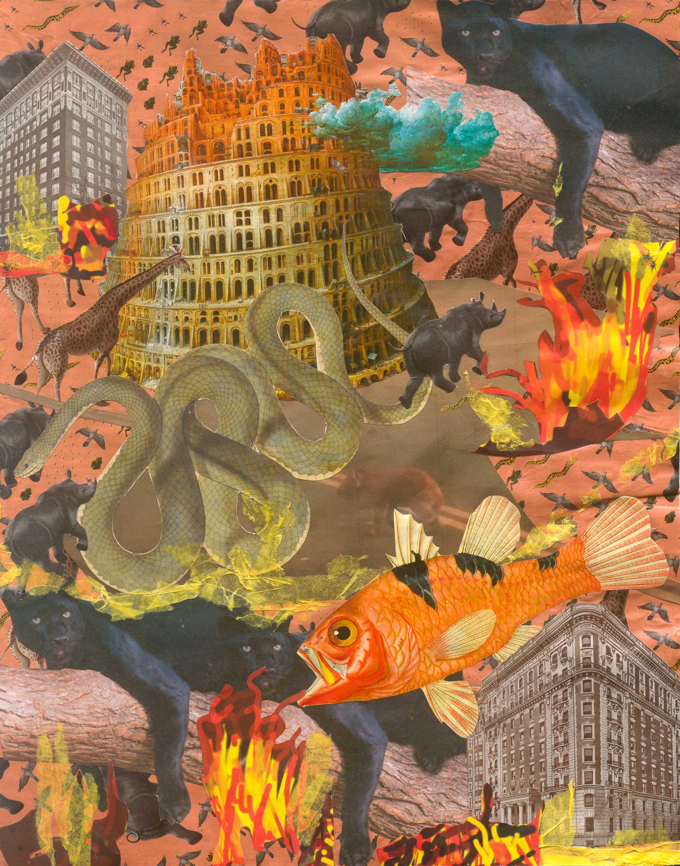 Vibrant collage by Lynne Huffer