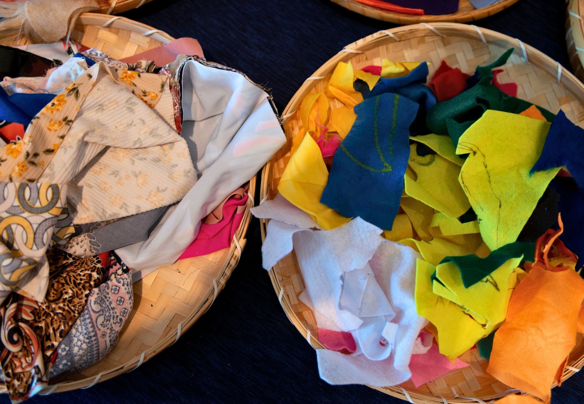 Colorful fabric lin baskets