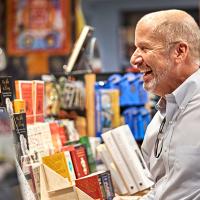 Man shops in the bookshop