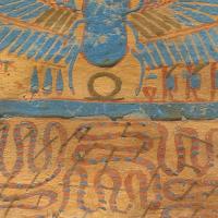 Coffin Base of a Priestly Official showing a scarab and Apophis