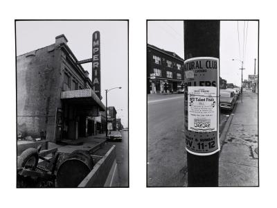 Two vertical black and white photographs by Tom Dorsey.