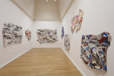 Installation view of "Come Ruin of Rapture" featuring collage works by La Vaughn Belle at the Carlos Museum.