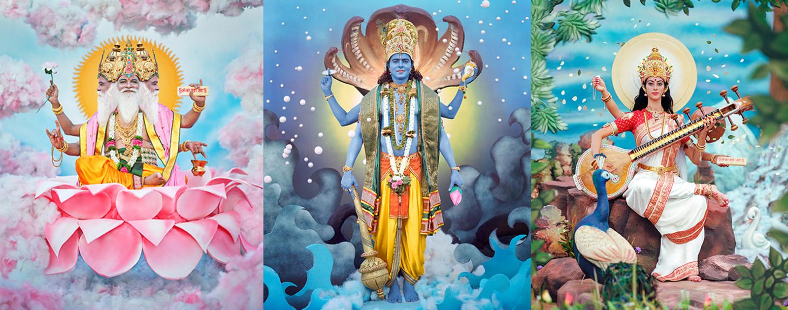 Brahma, Vishnu, and Saraswati by Manjari Sharma