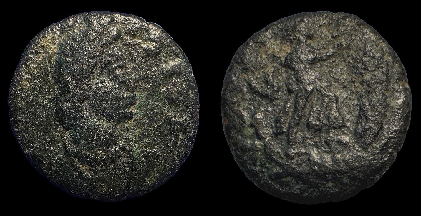 Both sides of a Festival of Isis token are shown on a black background