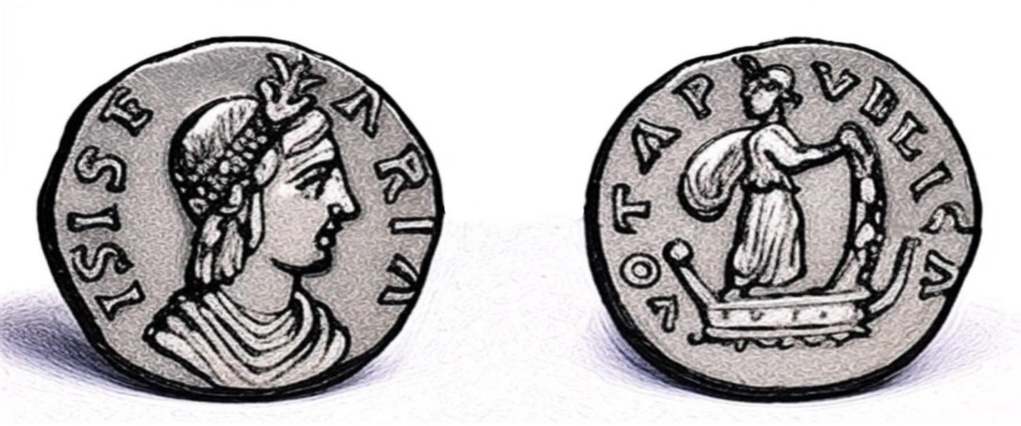 Adapted line drawing of Isis token by Seth William Stevenson
