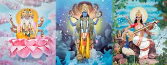 Brahma, Vishnu, and Saraswati by Manjari Sharma